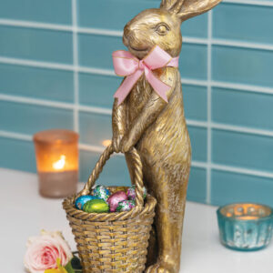 Gilt Bunny Statue & Chocolate Eggs