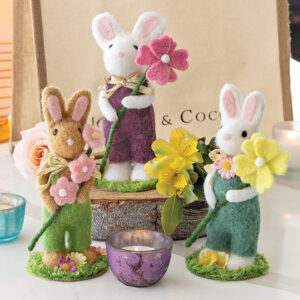 Felted Garden Bunny Trio