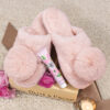 Pink Pom Slippers & Lotion